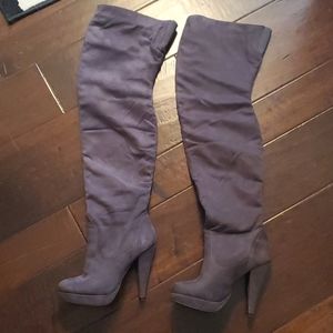 Steel Grey Thigh High Boots